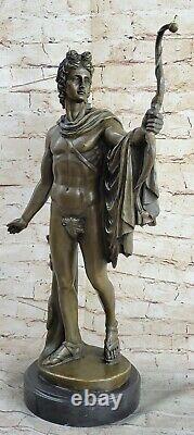 Signed Apollo Bronze Sculpture Statue Figure Marble Base Style Art Nouveau