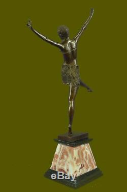 Signed Art Chiparus Belly Dancer Bronze Marble Sculpture Figurine Statue