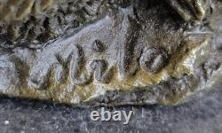 Signed Art Deco Black Bear Family Bronze Sculpture Marble Statue Figurine