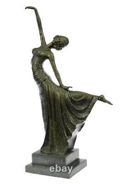 Signed Art Deco Chiparus Belly Dancer Bronze Marble Sculpture Figurine Statue