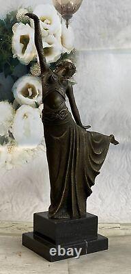 Signed Art Deco Chiparus Belly Dancer Bronze Marble Sculpture Statue