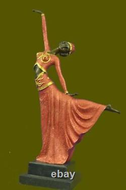 Signed Art Deco Chiparus Belly Dancer Bronze Marble Sculpture Statue Figurine