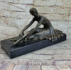 Signed Art Deco Chiparus Belly Dancer Bronze Marble Sculpture Statue Figurine