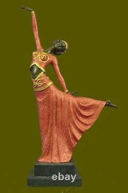 Signed Art Deco Chiparus Belly Dancer Bronze Marble Sculpture Statue Figurine