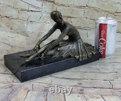 Signed Art Deco Chiparus Belly Dancer Bronze Marble Sculpture Statue Figurine
