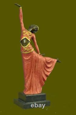 Signed Art Deco Chiparus Belly Dancer Bronze Marble Sculpture Statue Figurine