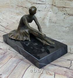 Signed Art Deco Chiparus Belly Dancer Bronze Marble Sculpture Statue Figurine
