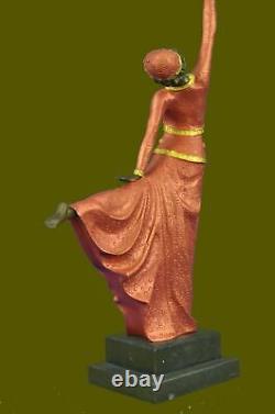 Signed Art Deco Chiparus Belly Dancer Bronze Marble Sculpture Statue Figurine