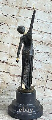 Signed Art Deco Chiparus Belly Dancer Bronze Marble Sculpture Statue Opens Nr