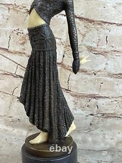 Signed Art Deco Chiparus Belly Dancer Bronze Marble Sculpture Statue Opens Nr