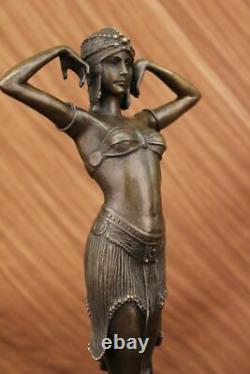 Signed Art Deco Chiparus Belly Dancer Case Bronze Marble Statue