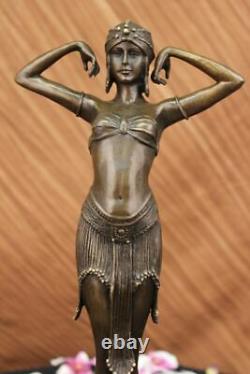 Signed Art Deco Chiparus Belly Dancer Case Bronze Marble Statue