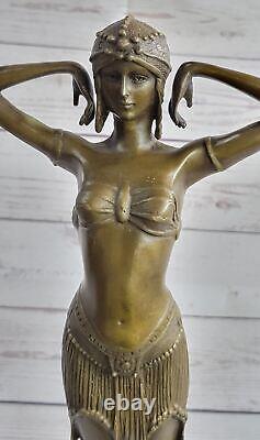 Signed Art Deco Chiparus Vente Dancer Marble Case Bronze Sculpture Statue