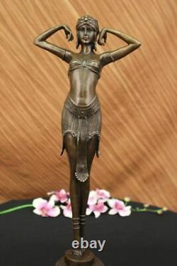 Signed Art Deco Chiparus Vente Dancer Marble Case Sculpture Bronze Statue
