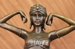 Signed Art Deco Chiparus Ventre Marble Dancer Case Bronze Sculpture Statue