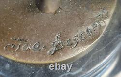 Signed Art Deco Descomps Belly Dancer Marble Bronze Sculpture Statue