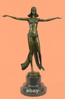 Signed Art Deco Descomps Ventre Dancer Marble Deal Bronze Sculpture Statue Deal