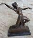 Signed Art Deco Nude Dancer Bronze Statue With Marble Base - Great Sale