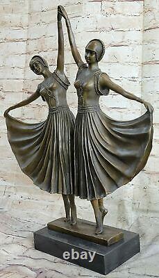 Signed Art Décor Dancer Dancer Bronze Sculpture Marble Statue Figurine Opening