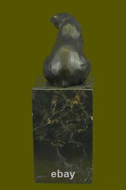 Signed Assis Polar Bear Bronze Serre-book Fine Deco Marble Sculpture