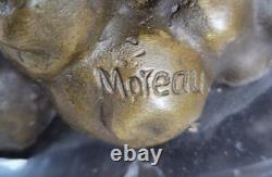 Signed Auguste Moreau Pegasus Bronze Fantasy Sculpture on Marble Base Opens