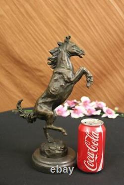 Signed Barye Excited Breeding Horse Bronze Marble Sculpture Race Sculpture Decor