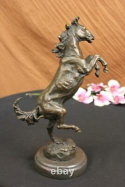 Signed Barye Excited Elevage Horse Bronze Marble Sculpture Racing Figure