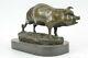 Signed Barye Farm Animal Company Pig Marble Base Figure Nr Bronze