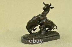 Signed Barye Panther Forward Giselle Bronze Marble Sculpture Statue Figure