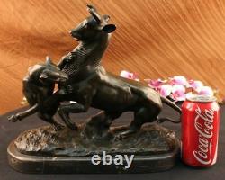 Signed Barye Panther Striker Giselle Marble Sculpture Bronze Statue Deco