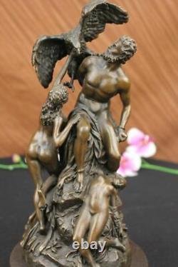 Signed Bologna Zeus With Nymphs And Eagle Bronze Sculpture Statue Marble Figure