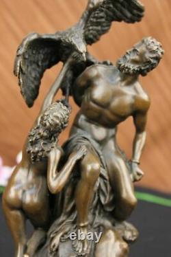 Signed Bologna Zeus With Nymphs And Eagle Bronze Sculpture Statue Marble Figure