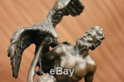 Signed Bologna Zeus With Nymphs And Eagle Bronze Statue Marble Decor