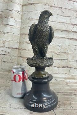 Signed Bronze American Eagle Figurine Sculpture on Marble Base