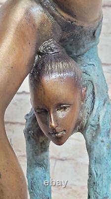 Signed Bronze Art Deco Gymnast Sculpture on Marble Figurine Base