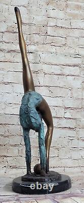 Signed Bronze Art Deco Gymnast Sculpture on Marble Figurine Base Clearance