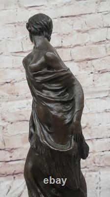Signed Bronze Art Deco Statue, Highly Detailed Marble Sculpture by