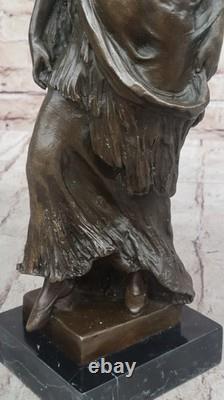 Signed Bronze Art Deco Statue, Highly Detailed Marble Sculpture by