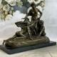 Signed Bronze Art Nouveau Sculpture Goddess Angel Detailed Statue On Marble