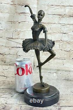 Signed Bronze Ballerina Statue on Marble Base, Milo Decorative Sculpture