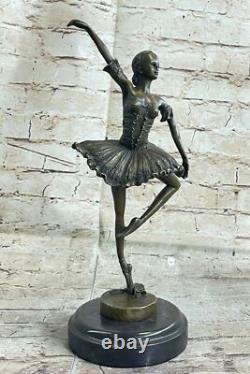 Signed Bronze Ballerina Statue on Marble Base, Milo Decorative Sculpture