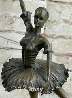 Signed Bronze Ballerina Statue on Marble Base, Milo Decorative Sculpture