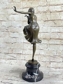 Signed Bronze Dancer Art Deco Vintage Figurine with Black Fringed '20s