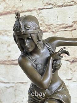 Signed Bronze Dancer Art Deco Vintage Figurine with Black Fringed '20s