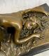 Signed Bronze Erotic Art Deco Chair Figurine Statue With Marble Base