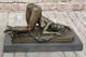 Signed Bronze Erotic Sculpture Art Deco Chair Figurine Statue Marble Base