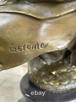 Signed Bronze Handcrafted Classic Woman Bust Statue on Marble Base