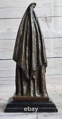 Signed Bronze Marble Art Deco Vintage Dancer Figurine with Black Fringe 20s Style