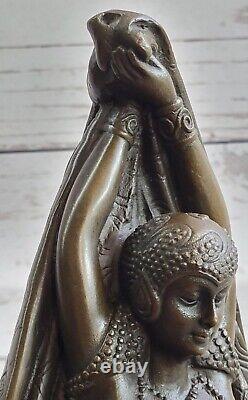 Signed Bronze Marble Art Deco Vintage Dancer Figurine with Black Fringe 20s Style