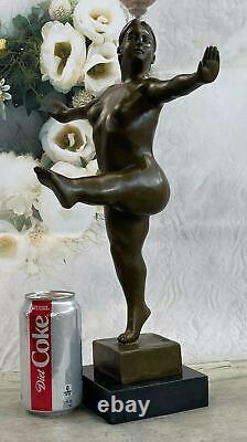 'Signed Bronze Marble Flesh Statue Art by Fernando Botero Female Sculpture Opens'